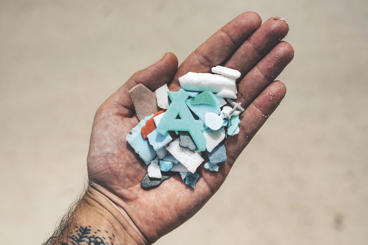 Microplastics sifted out of the sand